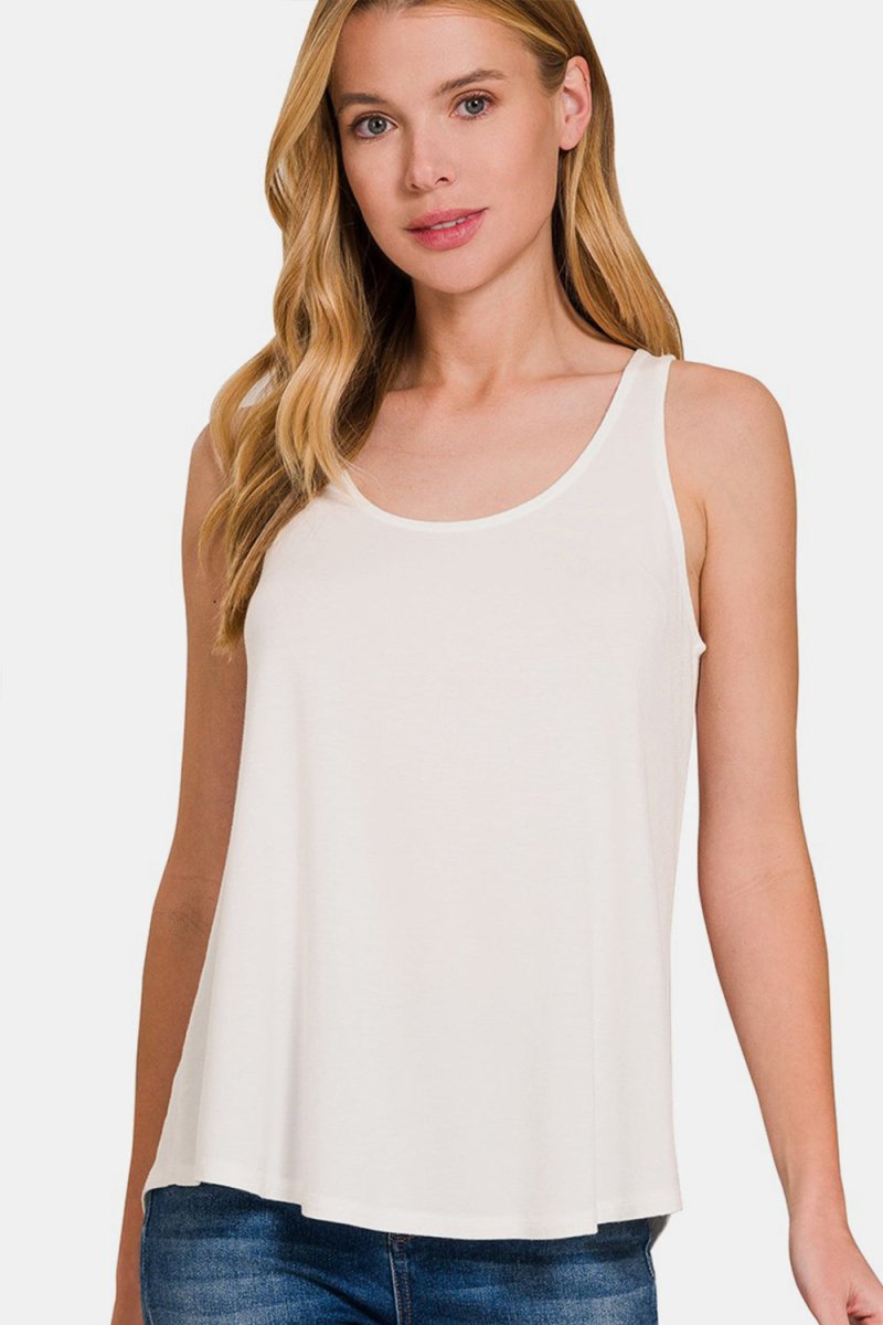 Zenana Round Neck Flowy Hem Tank for Casual Style - Love Salve